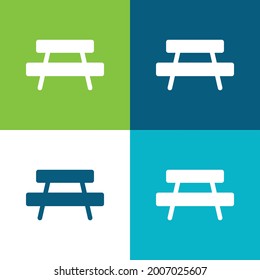 Bench Flat four color minimal icon set