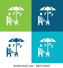 Bench Flat four color minimal icon set
