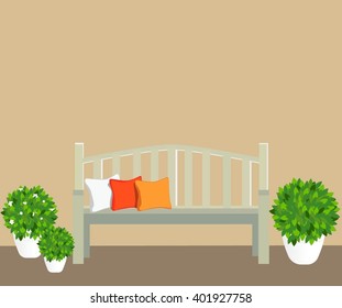 bench with flowerpots 