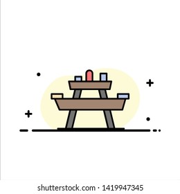 Bench, Food, Park, Seat, Picnic Business Logo Template. Flat Color