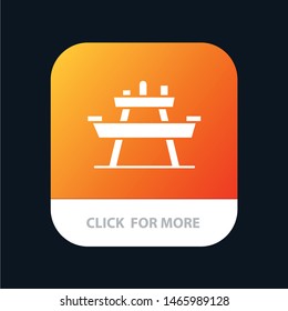 Bench, Food, Park, Seat, Picnic Mobile App Icon Design. Vector Icon Template background
