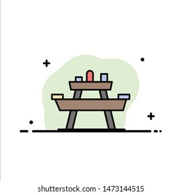 Bench, Food, Park, Seat, Picnic  Business Flat Line Filled Icon Vector Banner Template