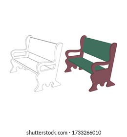 The Bench Furniture Vector Illustration. The Indoor Bench Isolated On White Background. The Bench Coloring Page