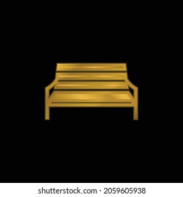 Bench gold plated metalic icon or logo vector