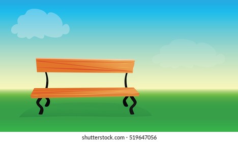 bench in a green park vector design 