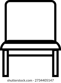Banco con ícono de tapa con bisagras, símbolo de muebles modernos para diseño de interiores, organización del hogar, solución de asientos y almacenamiento, fabricación de muebles, Vector plano mínimo para UI, Web, App e impresión