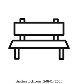 Bench icon black and white vector sign