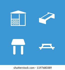 Bench icon. collection of 4 bench filled icons such as table. editable bench icons for web and mobile.