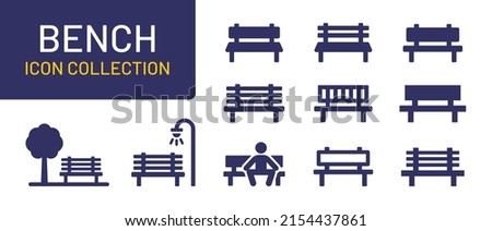 Bench icon collection. Simple illustration of park bench vector icon for web design isolated on white background.
