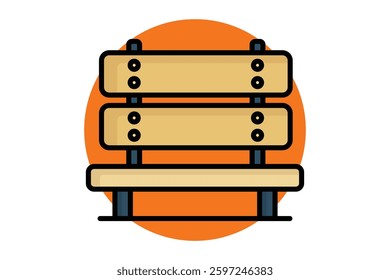 Bench icon. colored outline icon style. icon related to furniture. furniture elements vector illustration