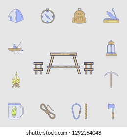 bench icon. Detailed set of color camping tool icons. Premium graphic design. One of the collection icons for websites, web design, mobile app