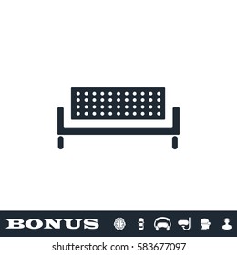 Bench icon flat. Black pictogram on white background. Vector illustration symbol and bonus button