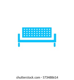 Bench icon flat. Blue pictogram on white background. Vector illustration symbol