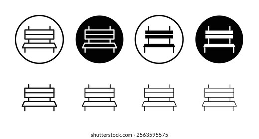 Bench icon Flat outline fill set collection