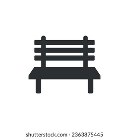 Bench icon in flat style. Comfortable rest vector illustration on isolated background. Park chair sign business concept.