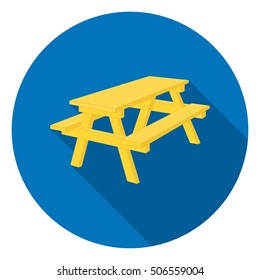 Bench icon in flat style isolated on white background. Camping symbol vector illustration.