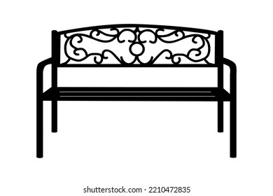 Bench icon isolated on white background. Black bench silhouette. Outdoor, garden or park bench. City iron or wooden furniture for summer recreation. Urban landscape seat for rest public places.Vector