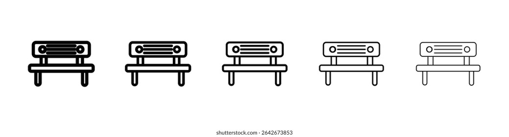 Bench icon isolated vector on white background set