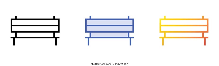 bench icon. Linear, Blue Fill and Gradient Style Design Isolated On White Background