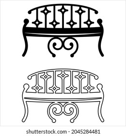 Bench Icon, Long Seat, Multi Seat Vector Art Illustration
