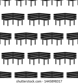 Bench Icon Seamless Pattern, Wood Metal Resting Bench Vector Art Illustration