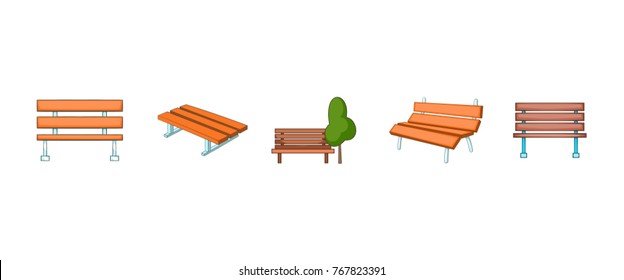 Bench icon set. Cartoon set of bench vector icons for your web design isolated on white background