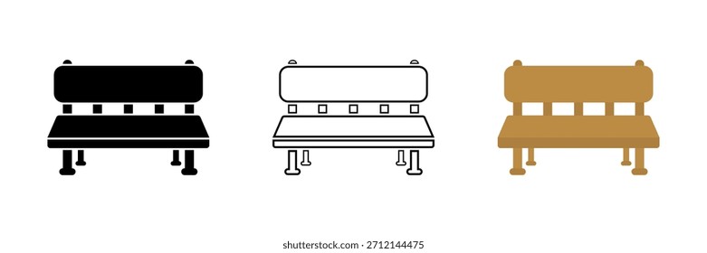 Conjunto de ícones do banco isolado no fundo branco. Mobiliário exterior. Ilustração de vetor