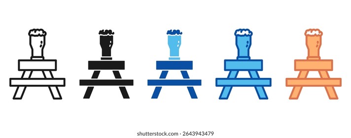Bench Icon Set Multiple Style Collection