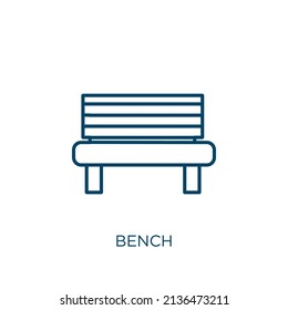 bench icon. Thin linear bench outline icon isolated on white background. Line vector bench sign, symbol for web and mobile