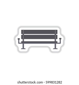 bench icon vector in paper sticker style