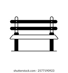 bench icon with white background vector stock illustration