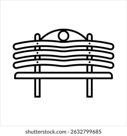 Bench Icon, Wood Metal Resting Bench Vector Art Illustration