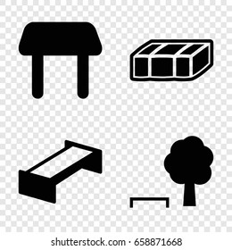 Bench icons set. set of 4 bench filled icons 