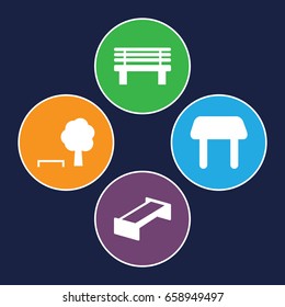Bench icons set. set of 4 bench filled icons such as