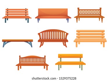 Bench icons set. Cartoon set of bench vector icons for web design