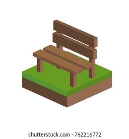 Bench of isometric 3d and structure theme Isolated design Vector illustration