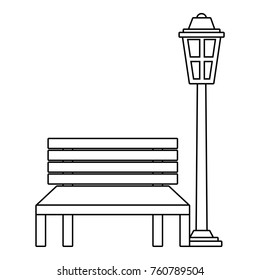 bench and lamp park decoration elements
