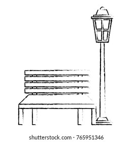bench and lamp park decoration elements