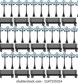 bench and lamppost decoration pattern