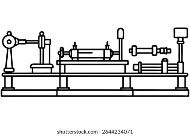 diagrama de arte de linha de torno de bancada para entender design de componentes de máquina.eps
