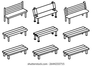 Bench line art artistic sketch in monochrome with clean edges.eps
