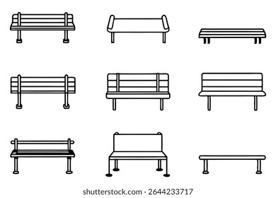 Bench line art geometric patterns and shapes in modern illustration.eps