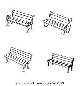 Fondo blanco del Vector del arte de la línea del banco