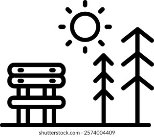 Bench Line Vector Icon Design