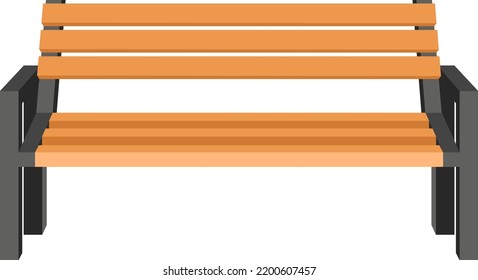 Bench with metal legs, isolated wooden furniture for outdoors, garden or park. Long seat made of wood material, construction for sitting and resting outside. Vector in flat style illustration