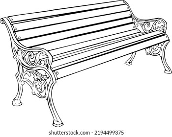 Bench old, outline vector illustrations design 