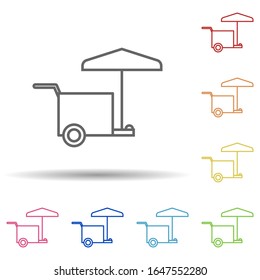 Bench on wheels in multi color style icon. Simple thin line, outline vector of fast food icons for ui and ux, website or mobile application