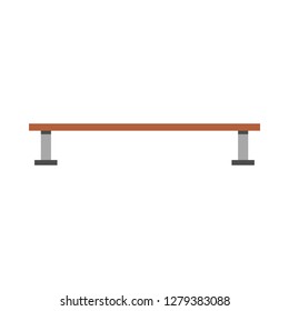 Bench park front view vector flat icon. Outdoors brown relax wooden scenery cityscape