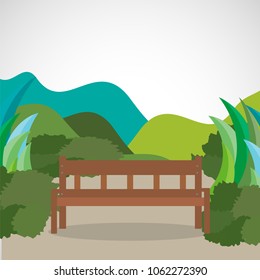 bench in the park with hills,stock vector illustration