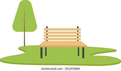 Bench in the park, illustration, vector on a white background.